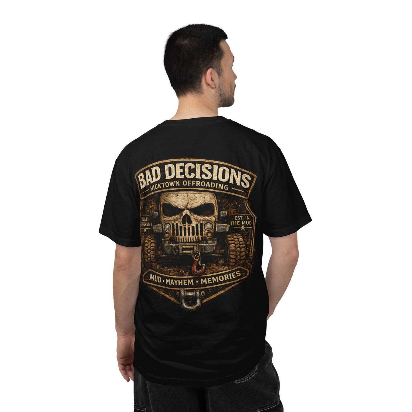 Bad Decisions Offroad T-Shirt — 'Mud • Mayhem • Memories' Jeep Skull Graphic