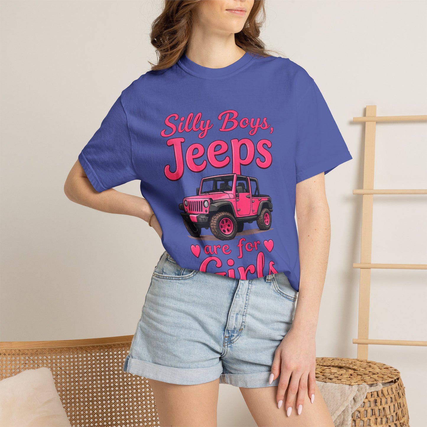Silly Boys Jeeps Are For Girls T-Shirt — Pink Jeep Graphic Tee