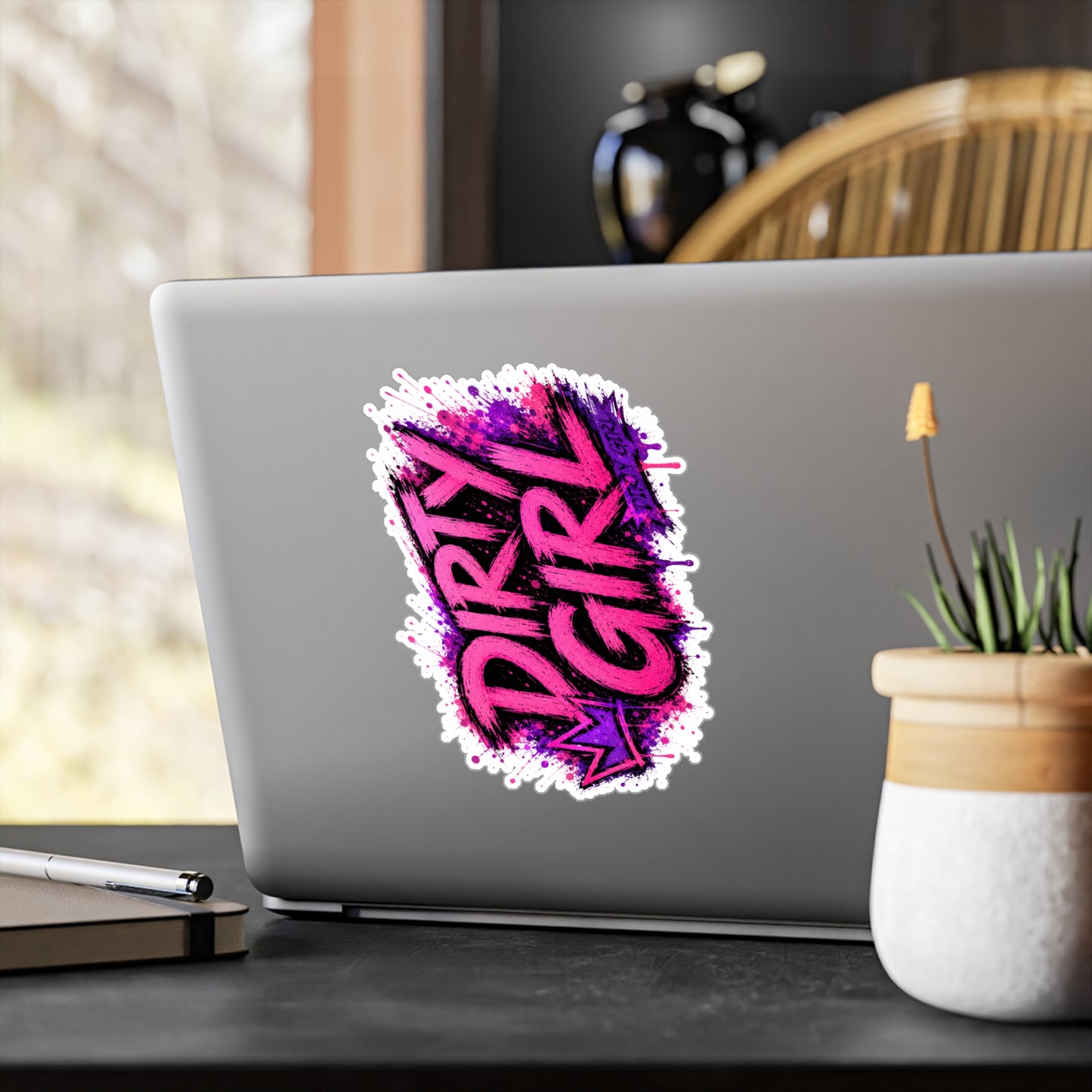 Sticker — "Dirty Girl" Pink & Purple Grunge Kiss-Cut Vinyl Decal
