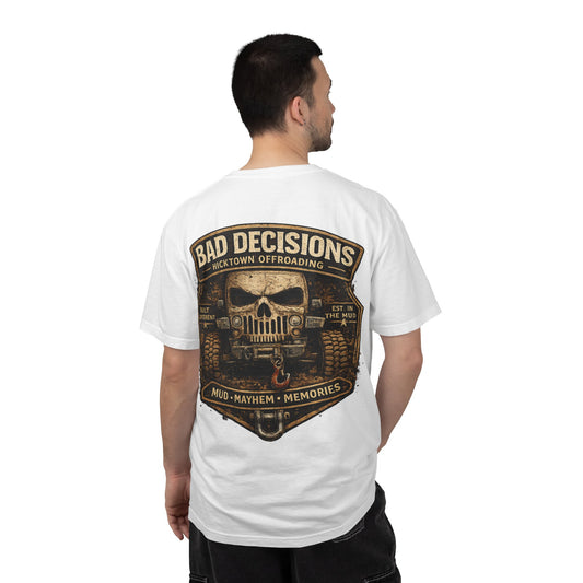 Bad Decisions Offroad T-Shirt — 'Mud • Mayhem • Memories' Jeep Skull Graphic