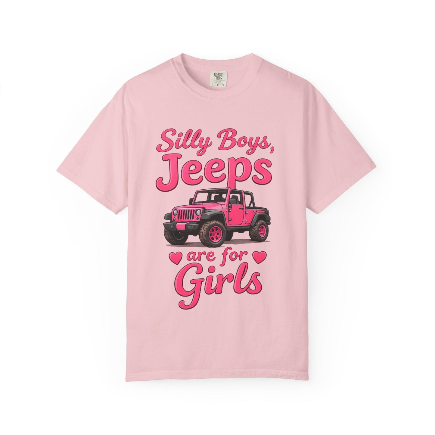 Silly Boys Jeeps Are For Girls T-Shirt — Pink Jeep Graphic Tee