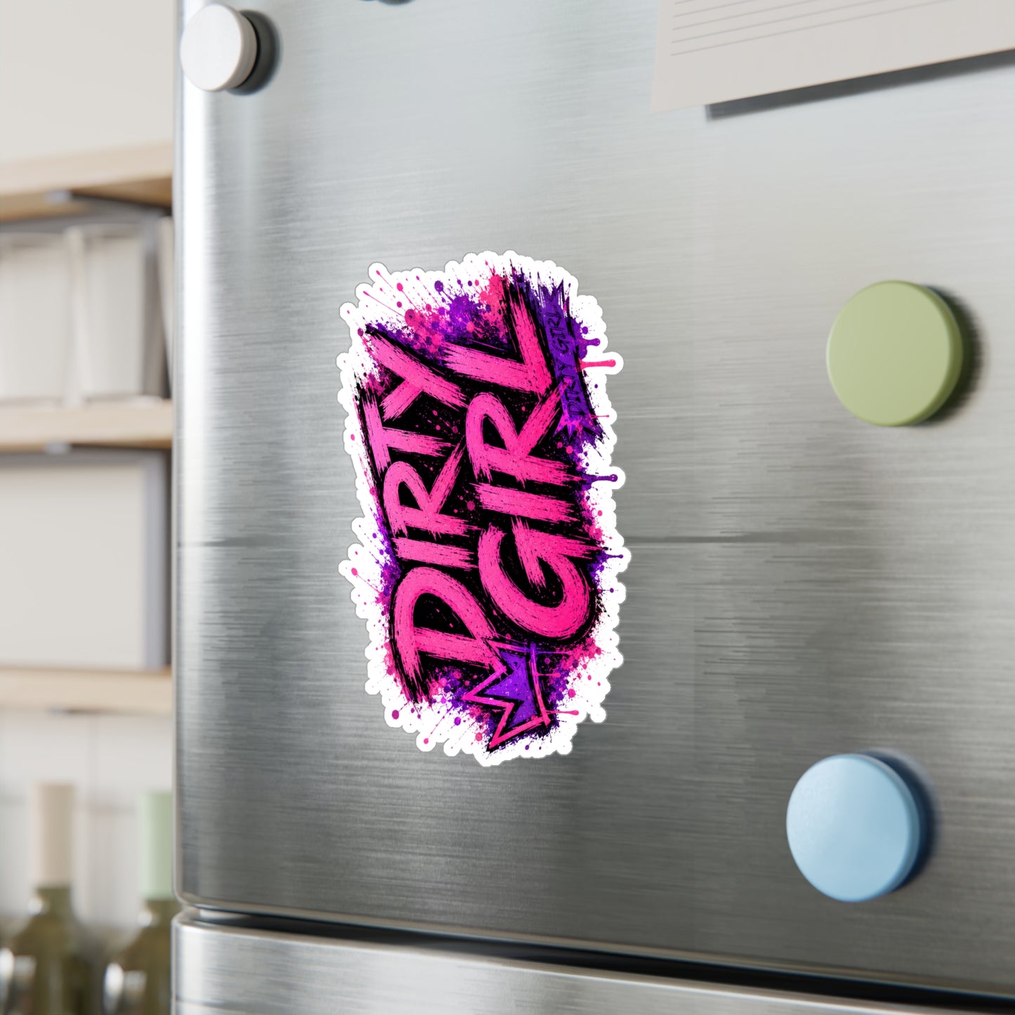 Sticker — "Dirty Girl" Pink & Purple Grunge Kiss-Cut Vinyl Decal