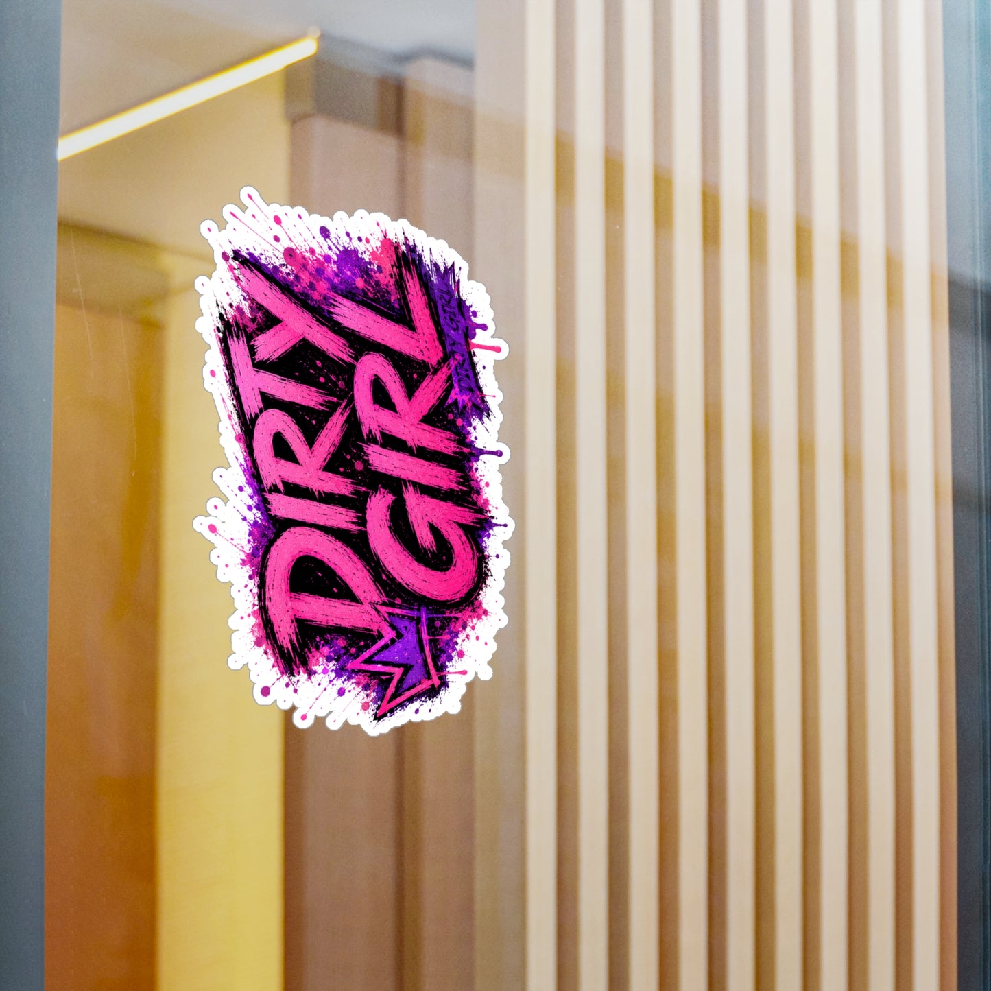 Sticker — "Dirty Girl" Pink & Purple Grunge Kiss-Cut Vinyl Decal